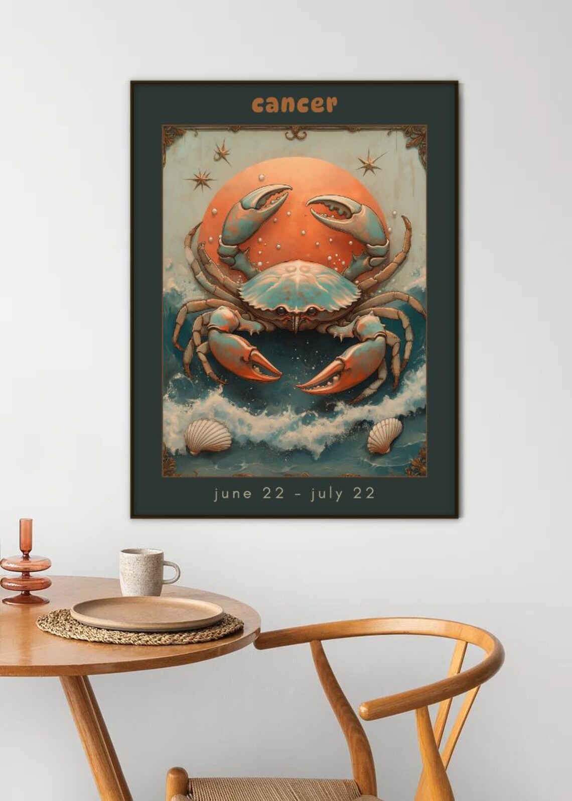 Cancer Zodiac Art Print, Mystical Boho Astrology - Image 4