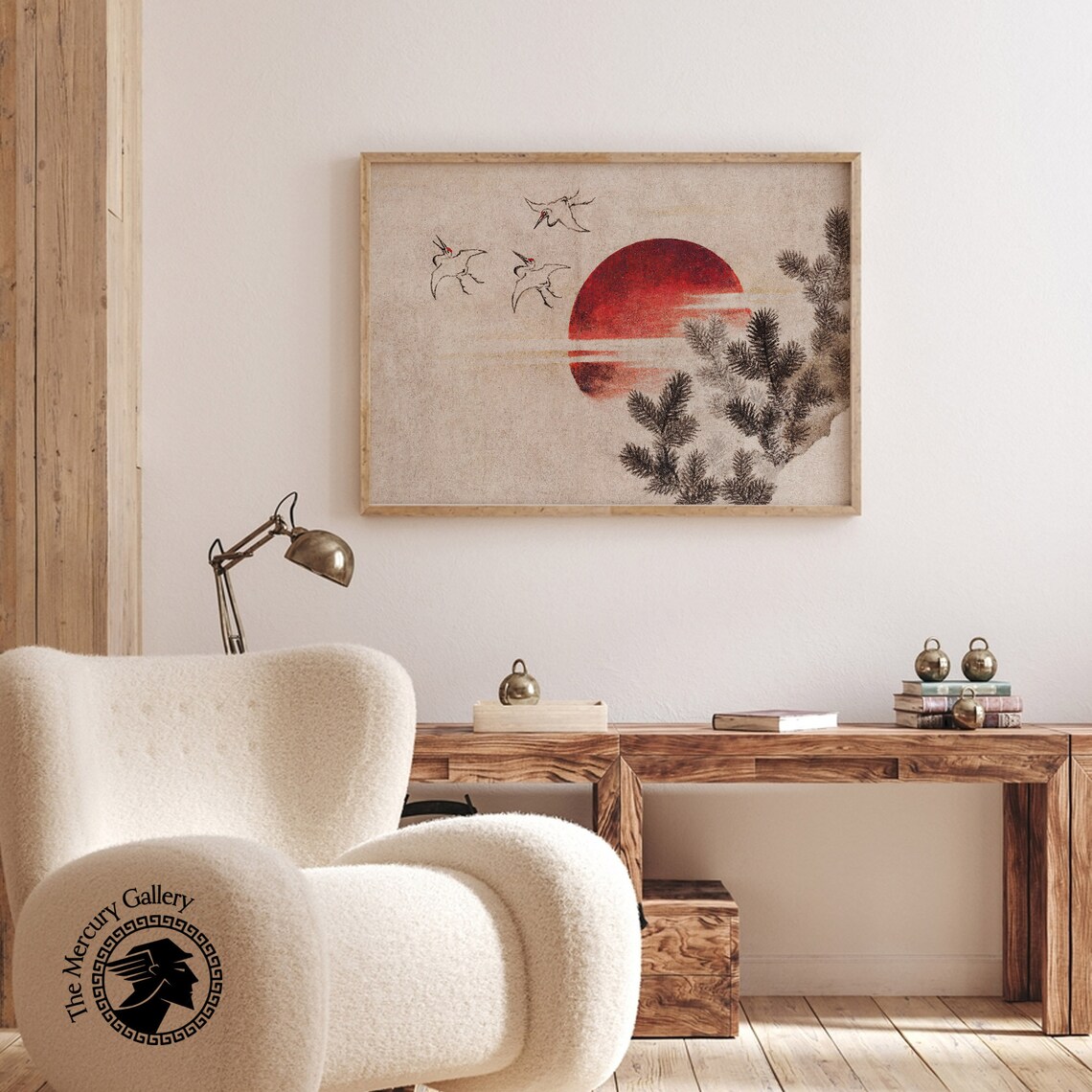 Katsushika Hokusai Birds and Sunset Ukiyo-E Art Print - Image 3