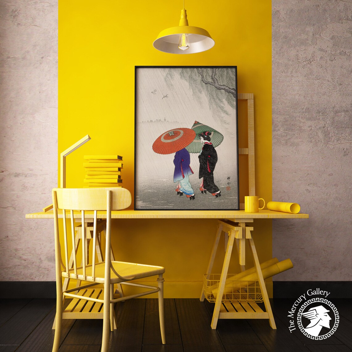 Ohara Koson Vintage Poster Print, Two Women in the Rain - Image 5