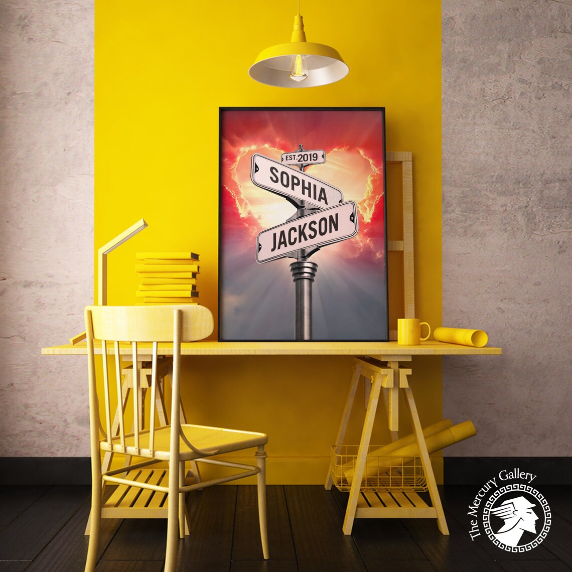Personalized Vintage Street Sign Couples Names Sunset Art Poster - Image 6