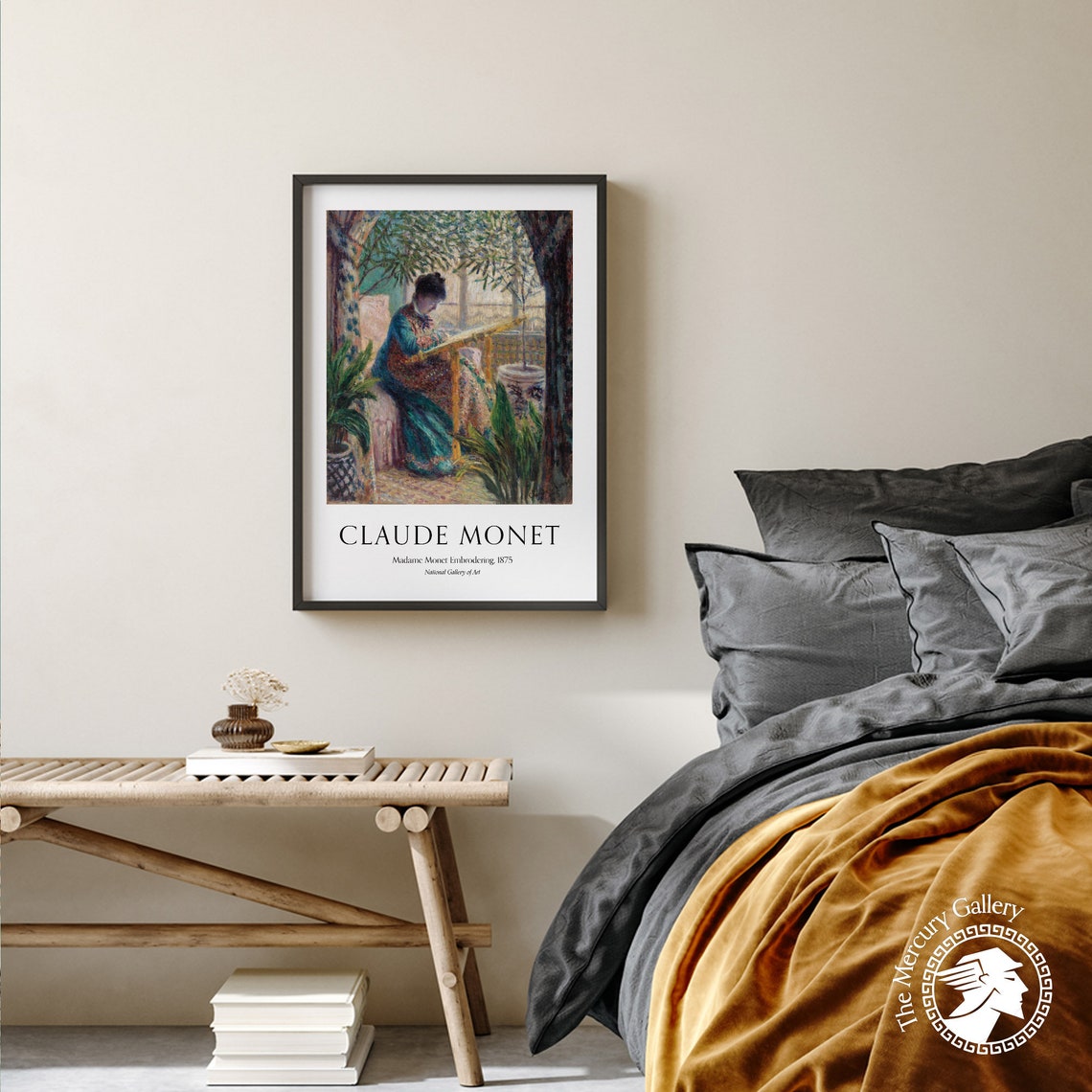 Claude Monet Madame Monet Embroidering Vintage Impressionist Poster - Image 2