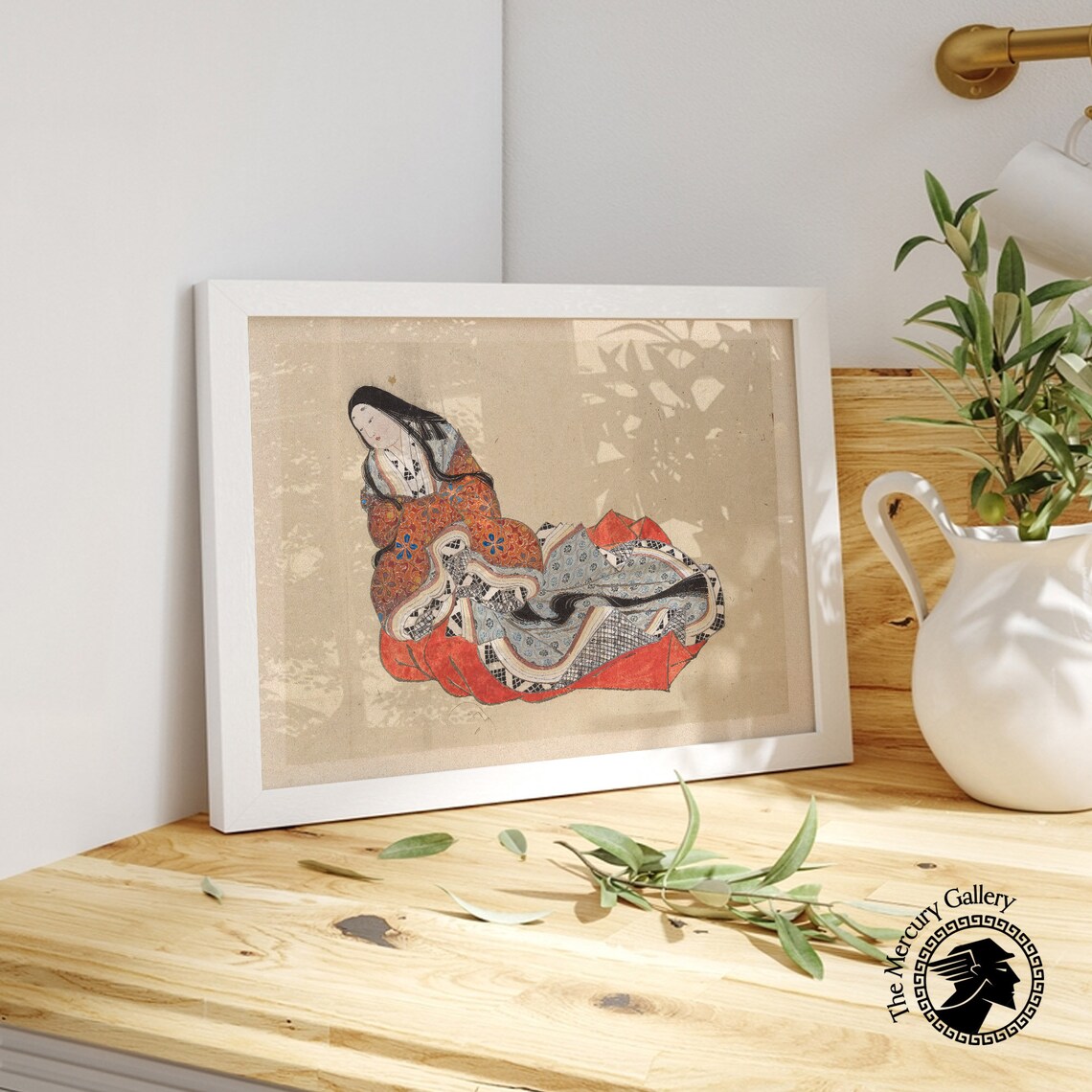 Hokusai Court Lady Reclining in Ornate Red Kimono Edo Era Art Poster - Image 5