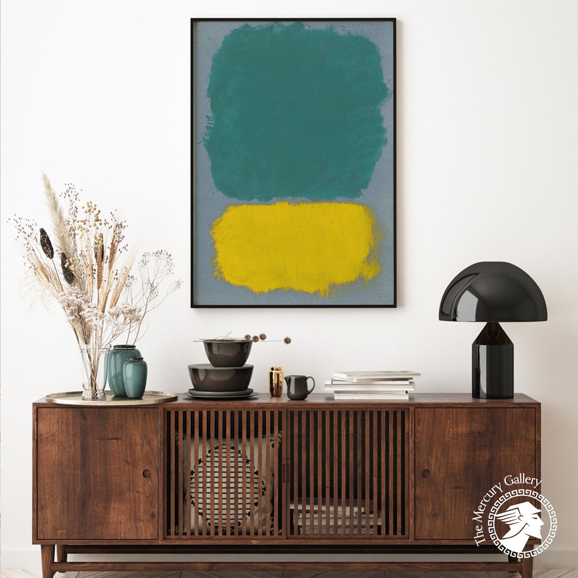 Mark Rothko Teal Green And Yellow Blocks On Gray Abstract Poster - Image 3