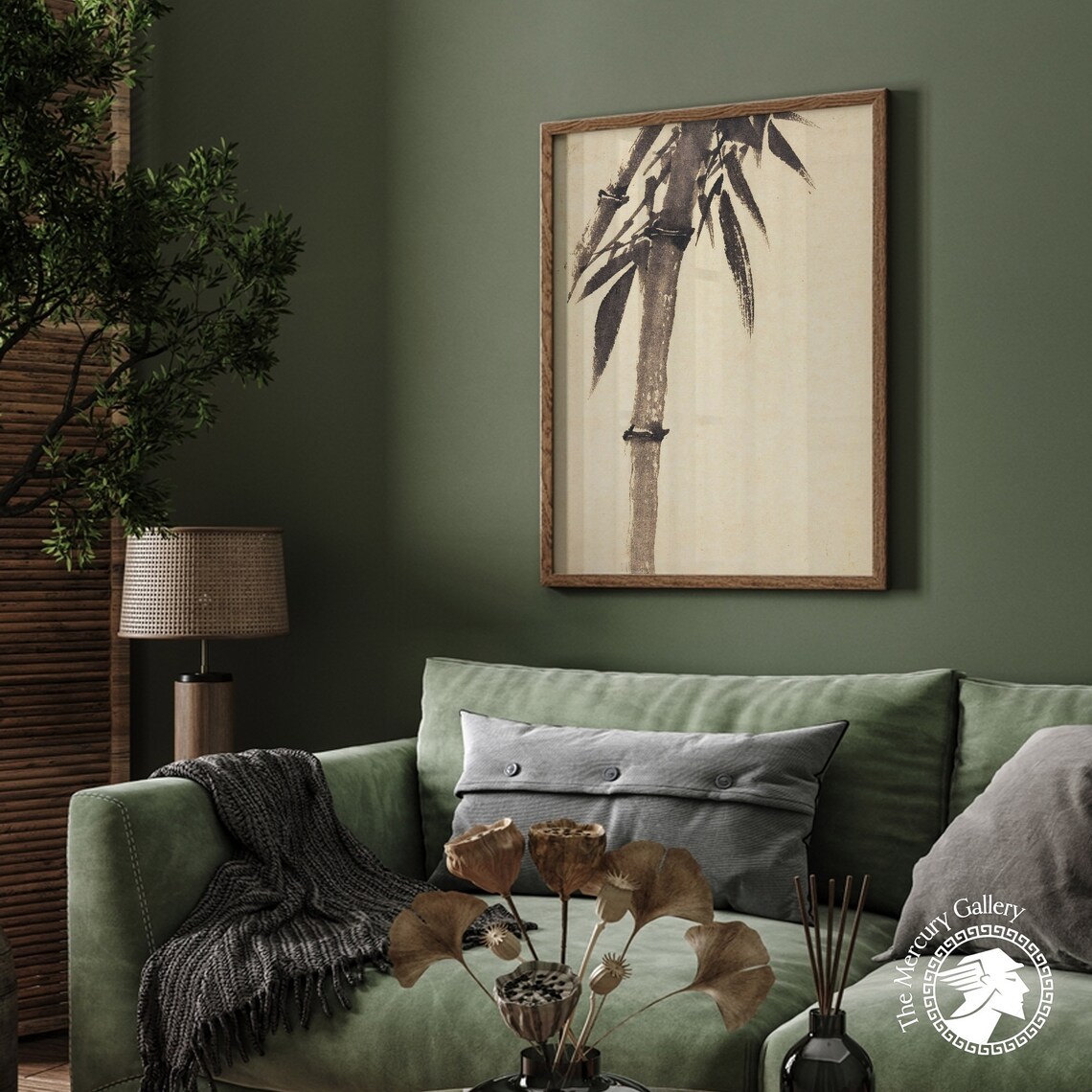 Black Bamboo Stalk Ink Wash Minimalist Vintage Japanese Painting Art Poster - Image 5