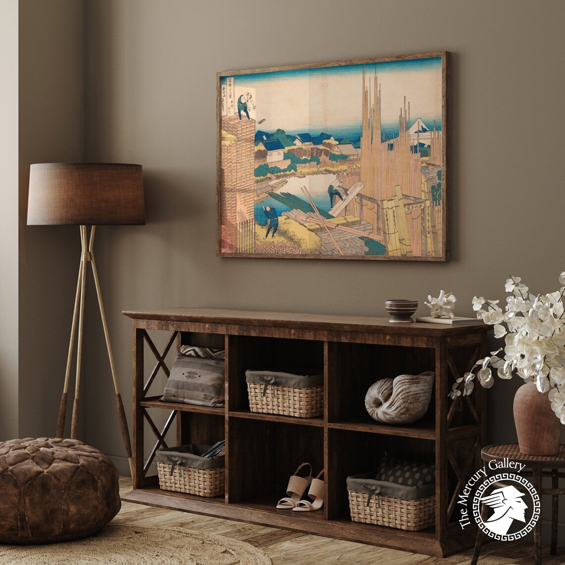 Katsushika Hokusai Japanese Lumberyard Scene With Mount Fuji Ukiyo E Print - Image 5