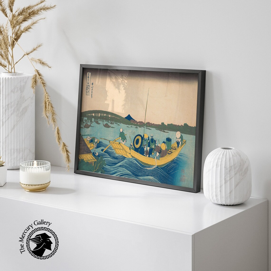 Hokusai Sunset Over Ryogoku Bridge River Boats Japanese Art Poster - Image 5