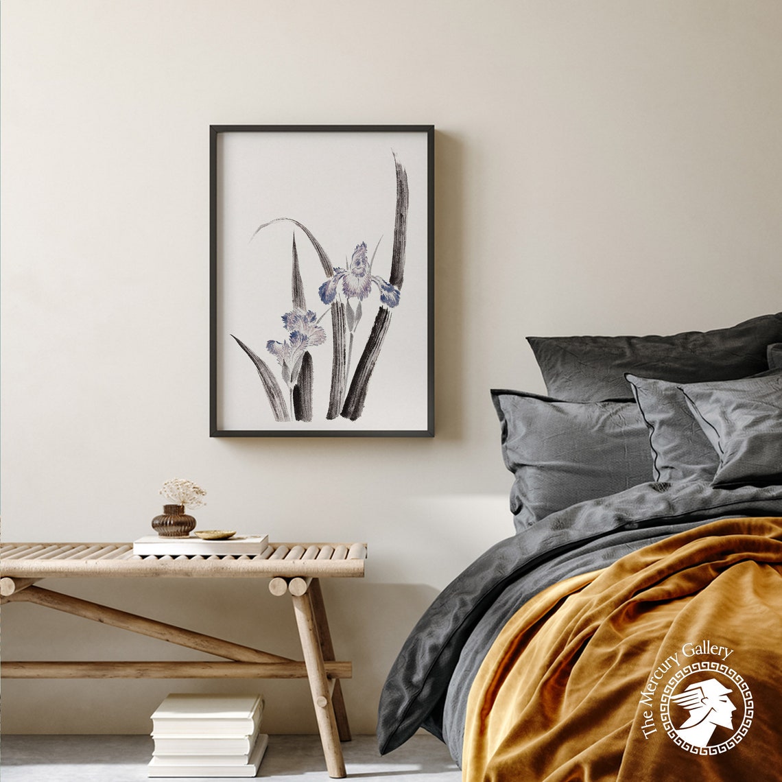 Hokusai Japanese Iris Flower Ink Painting Botanical Wall Art Poster - Image 3