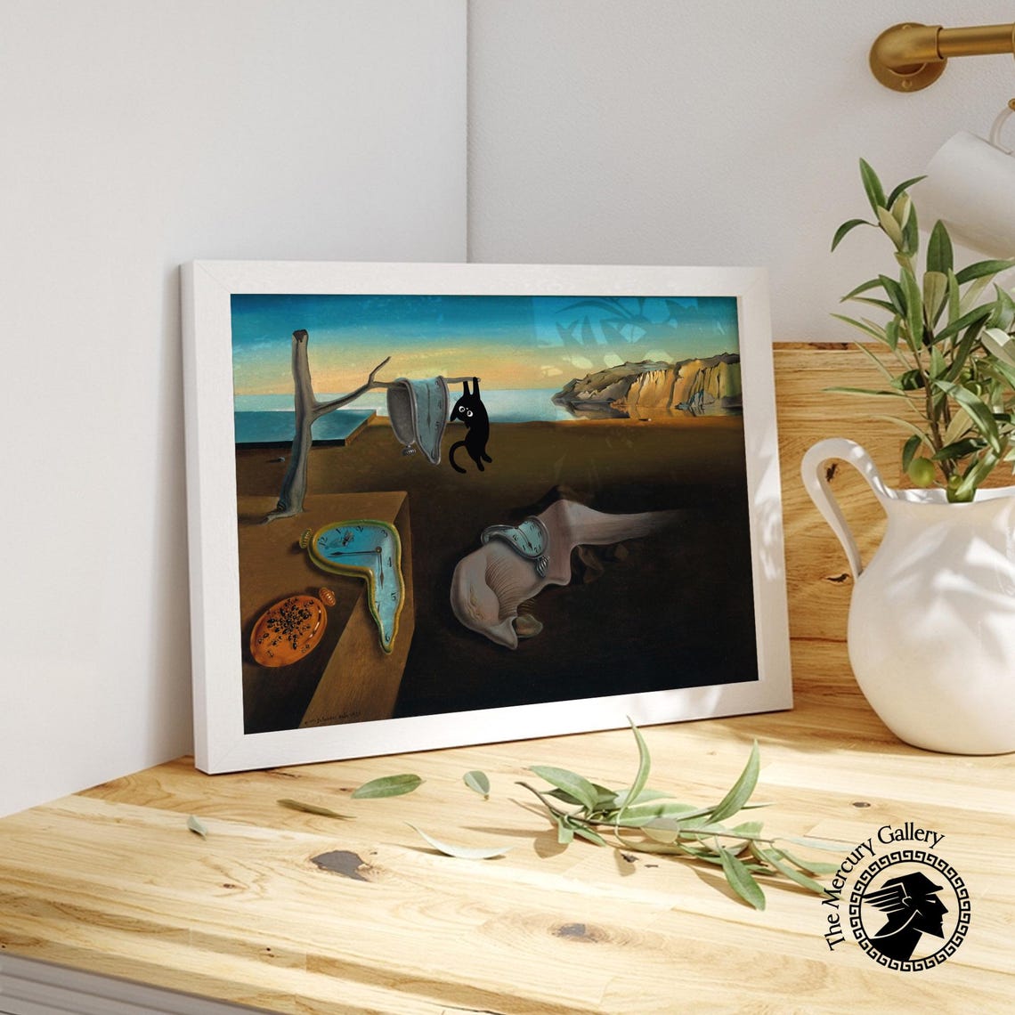 Salvador Dali Melting Clocks Black Cat Surrealist Funny Art Poster - Image 3