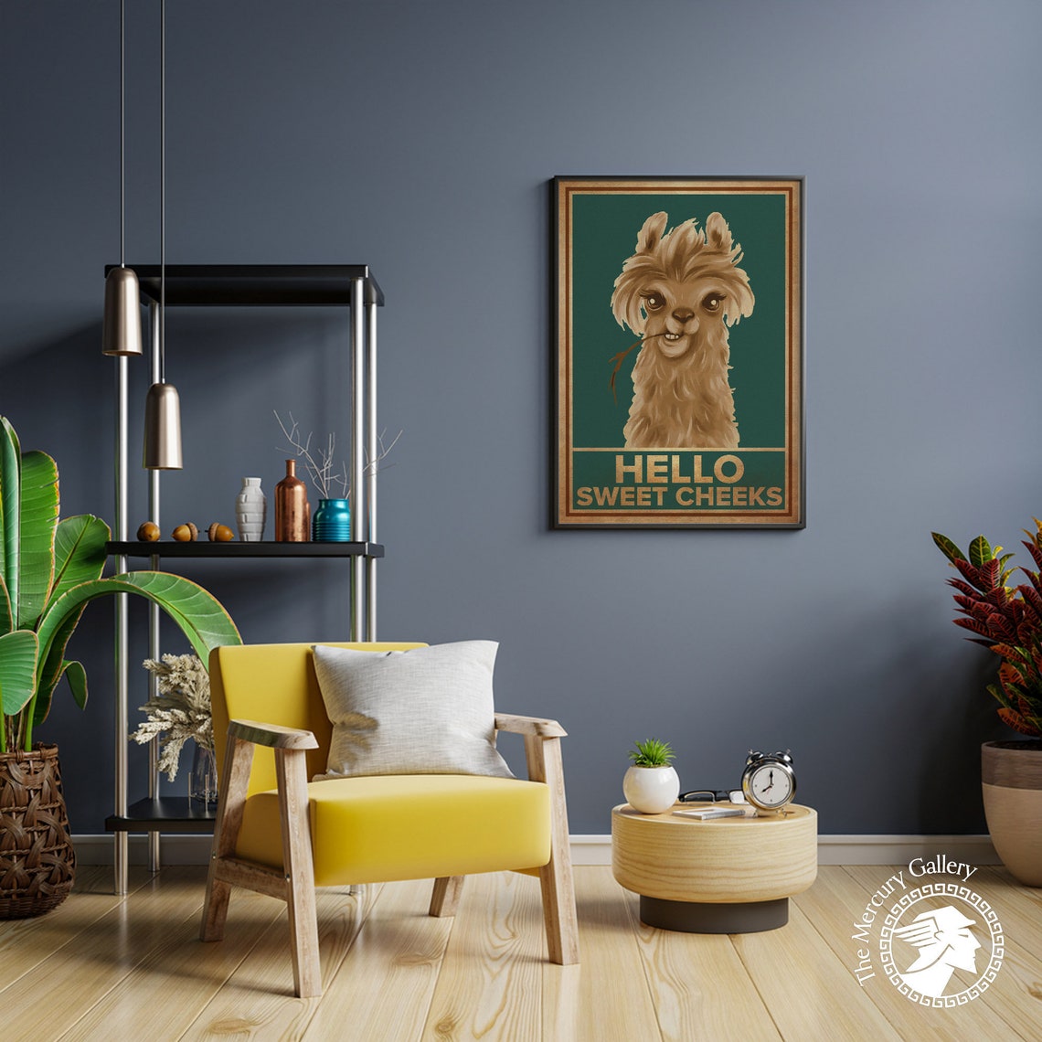 Llama Hello Sweet Cheeks Funny Vintage Retro Bathroom Animal Poster - Image 4