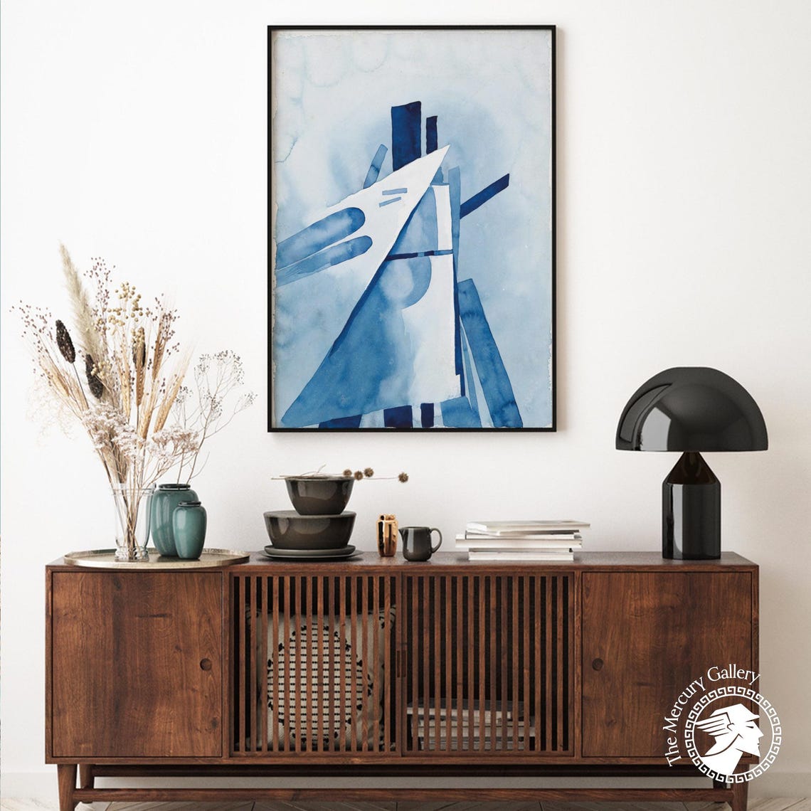 Georgia O'Keeffe Blue Shapes Serene Blue Minimalist Abstract Art Print - Image 6