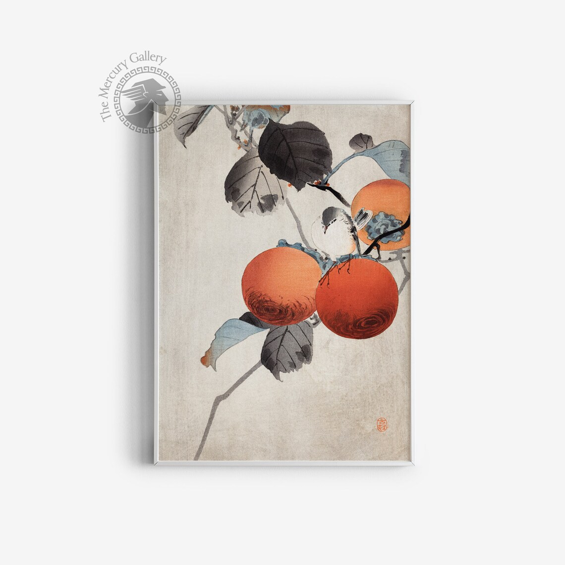 Ohara Koson Nuthatcher Atop Persimmons Vintage Art Print - Image 3