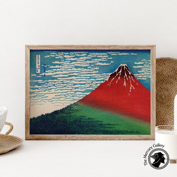 Katsuhika Hokusai Poster Fine Wind Clear Morning Japanese Vintage Travel Wall Art Asian Decor Japanese Gift