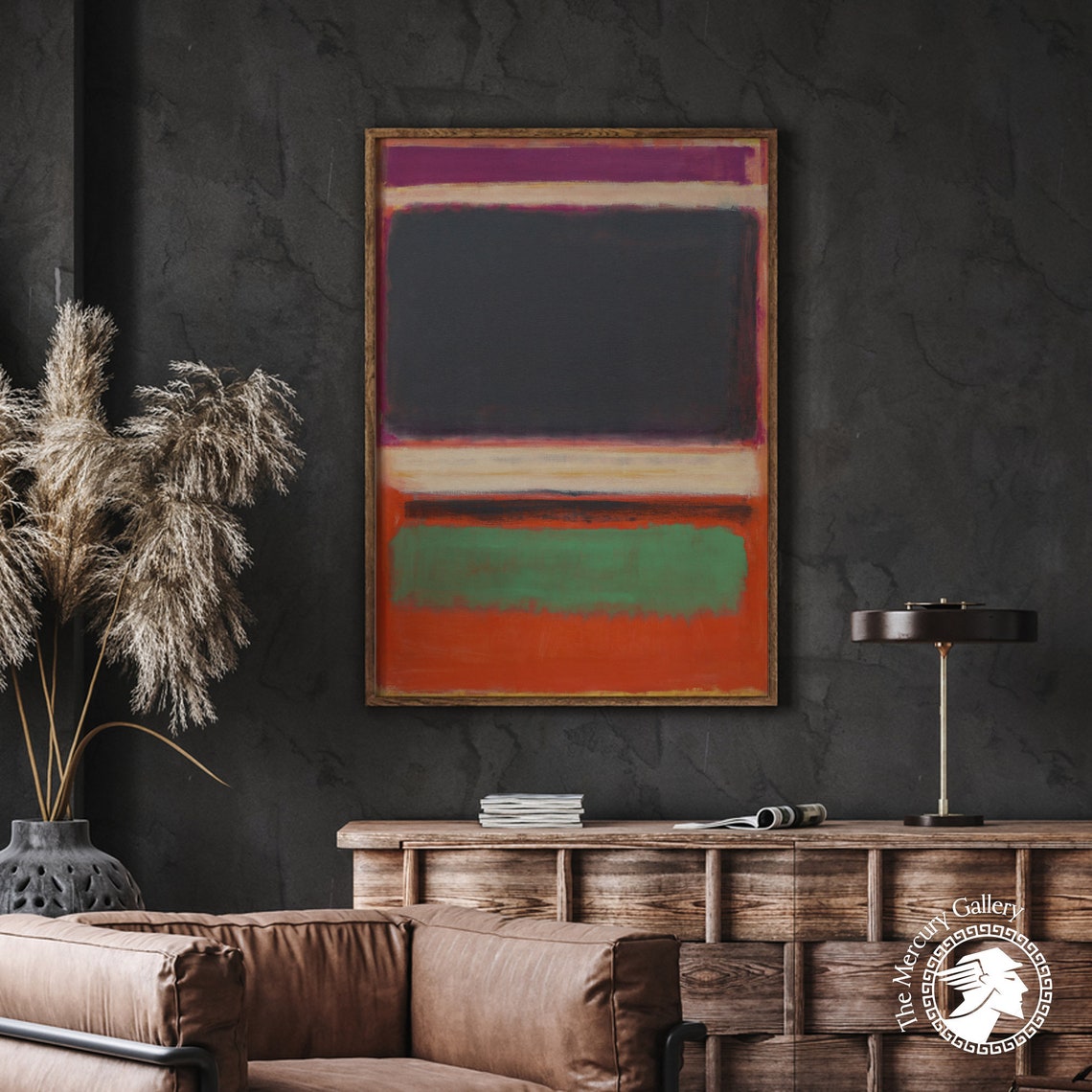 Mark Rothko Dark Gray And Green Bands On Red Abstract Art Poster - Image 3