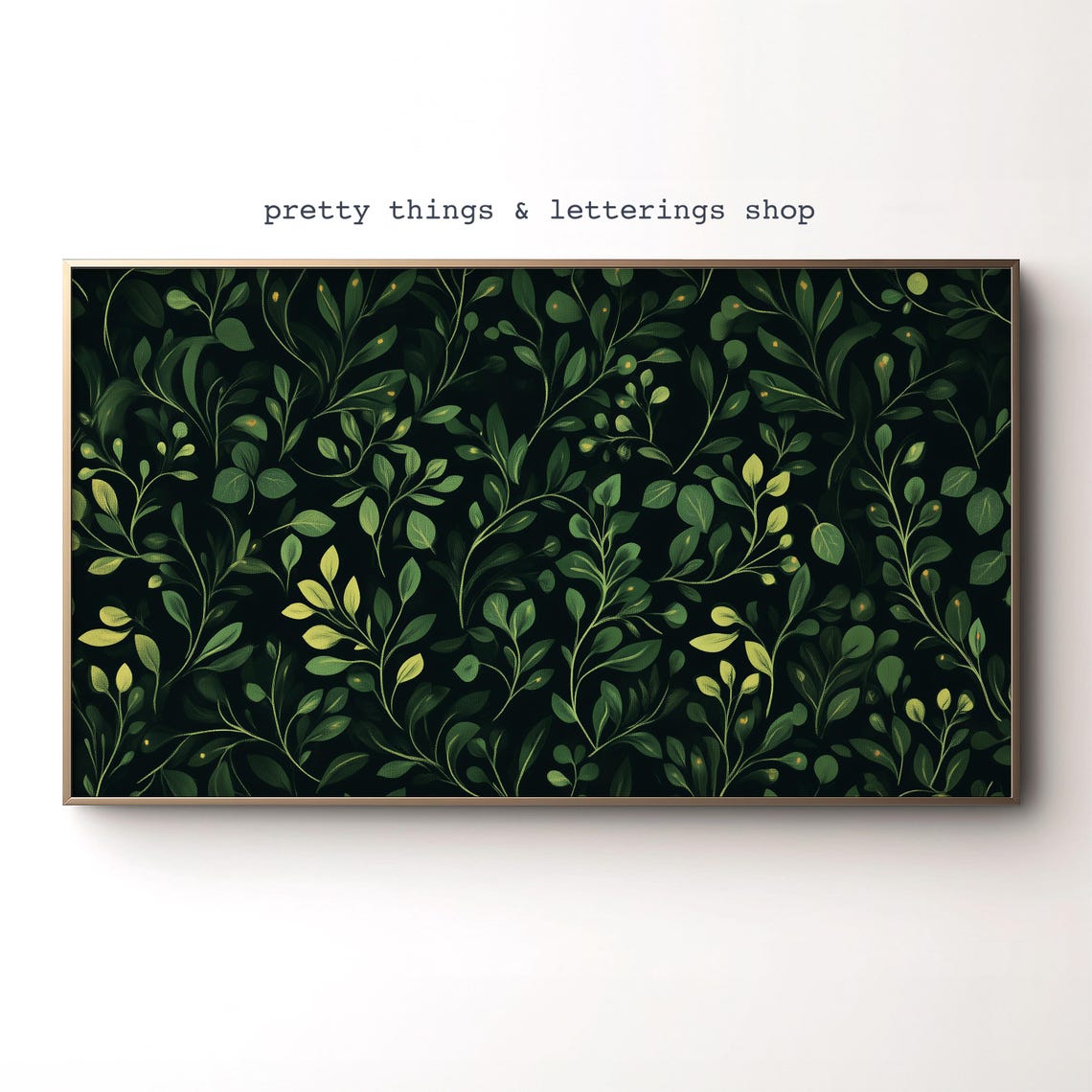 Dark Green Botanical Leaves Pattern Lush Forest Wall Art Poster