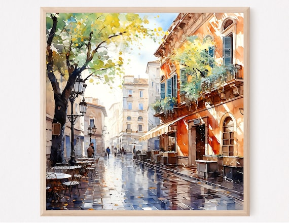 Rome Italy Watercolor Art Print European Cityscape Travel Poster