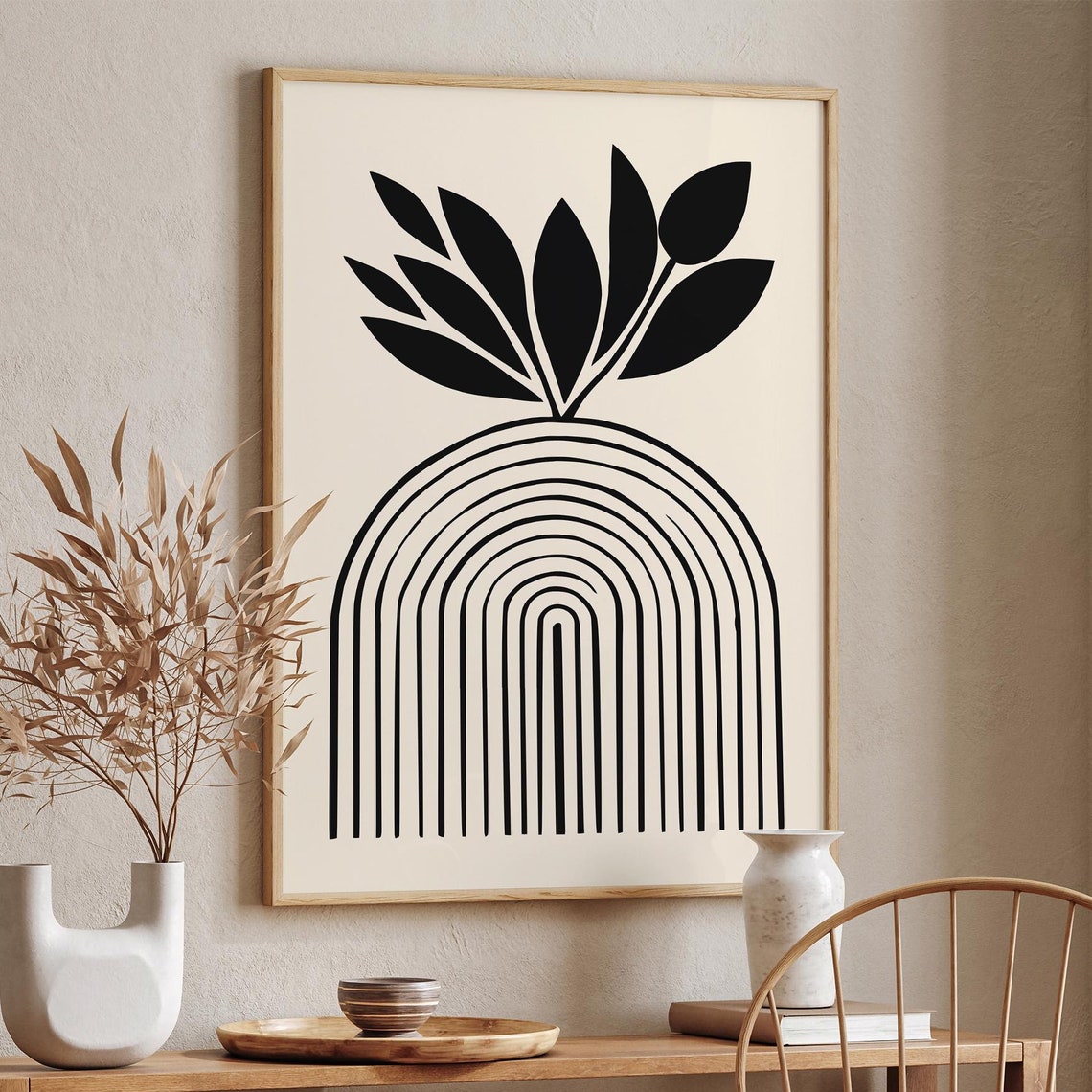 Minimalist Boho Wall Art Modern Abstract Botanical Print Black White Geometric Decor Mid Century Modern Poster Scandinavian Print - Image 6