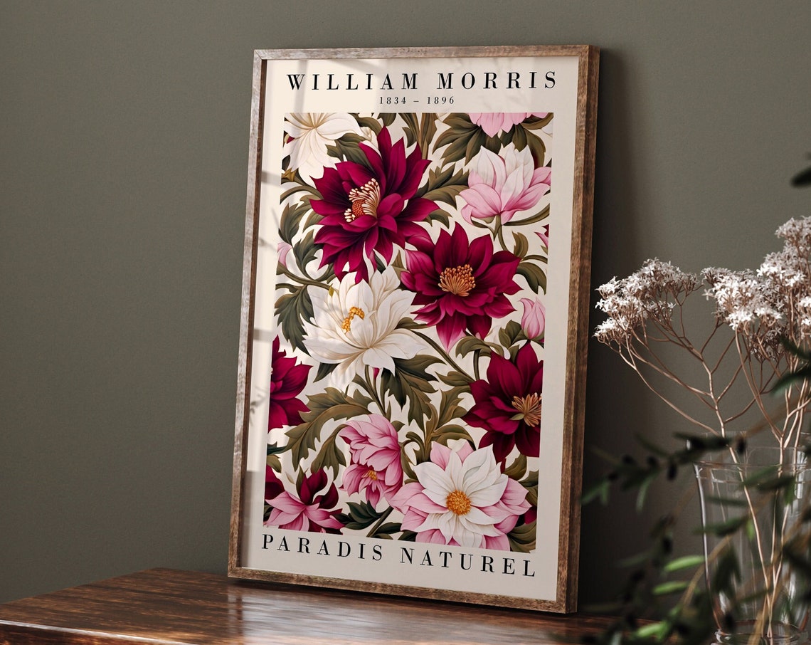 William Morris Paradis Naturel Pink Floral Pattern Botanical Poster - Image 6
