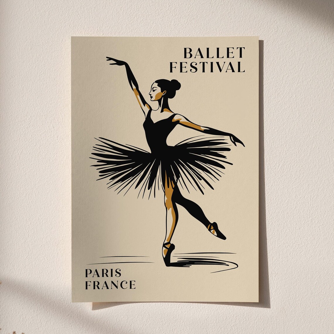 Ballet Festival Paris France Black Tutu Ballerina Silhouette Poster