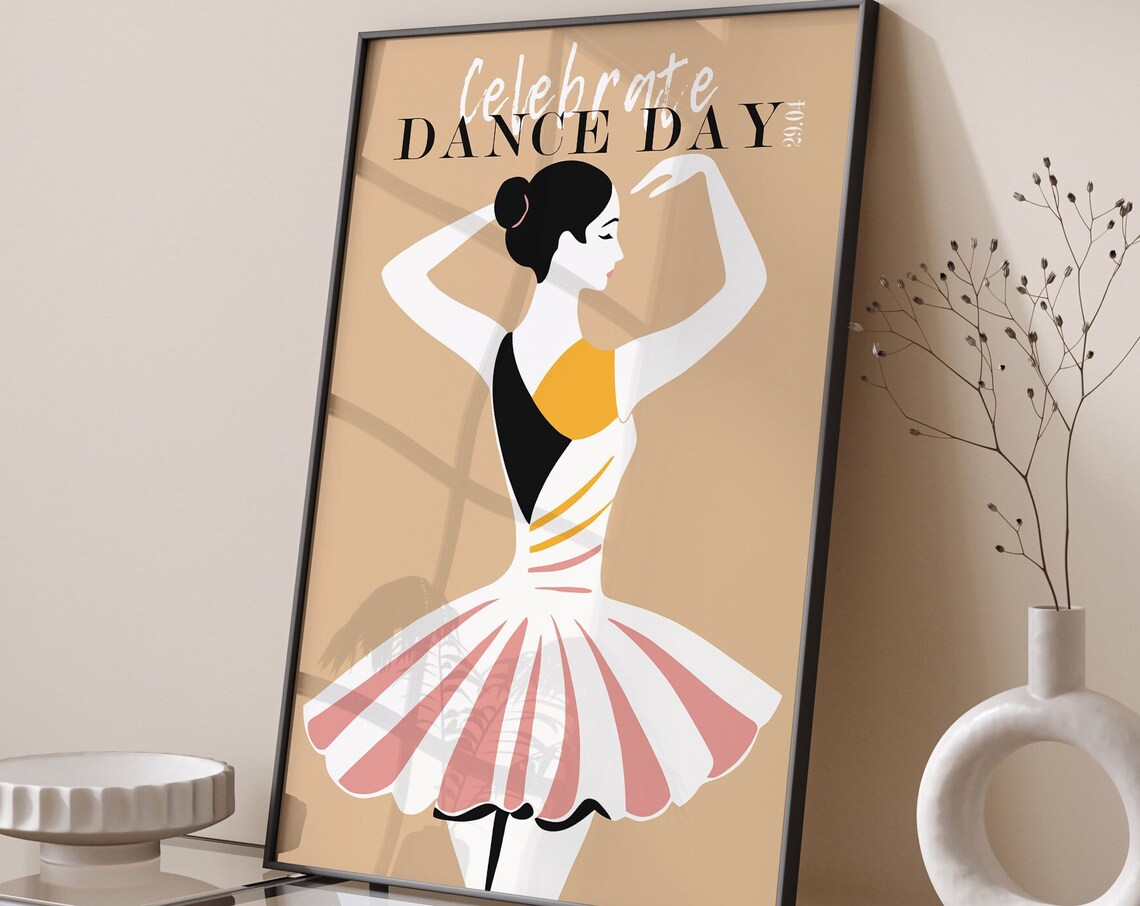 Celebrate Dance Day April 29 Blush Pink Tutu Ballerina Poster - Image 6