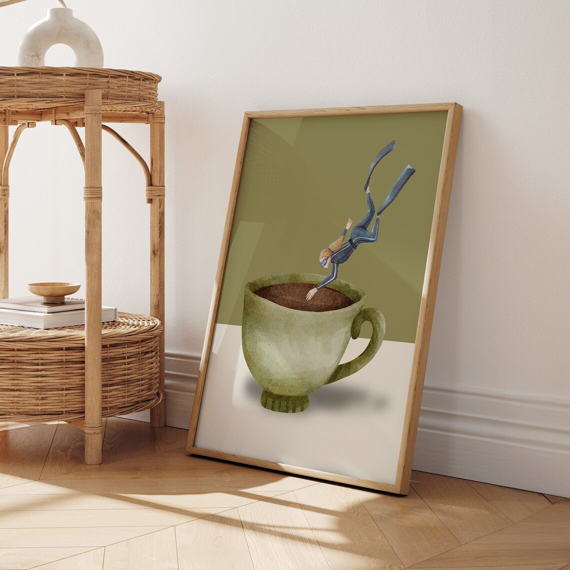 Coffee Scuba Diver Art Print, Coffee Lover Gift - Image 5
