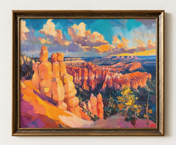 Bryce Canyon Autumn Art Print Vibrant Hoodoos Landscape 715