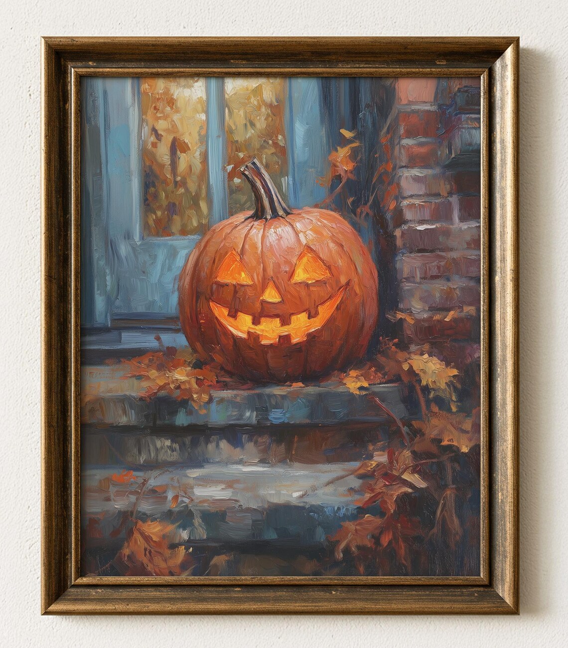 Rustic Jackolantern Painting, Vintage Halloween