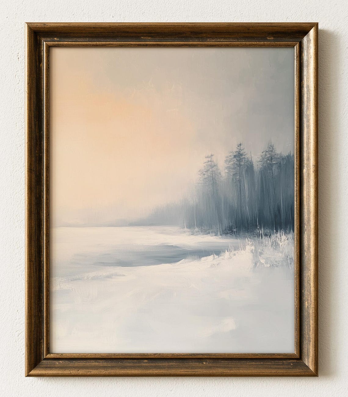 Serene Winter Snowy Pine Forest Minimalist Art Peaceful Poster