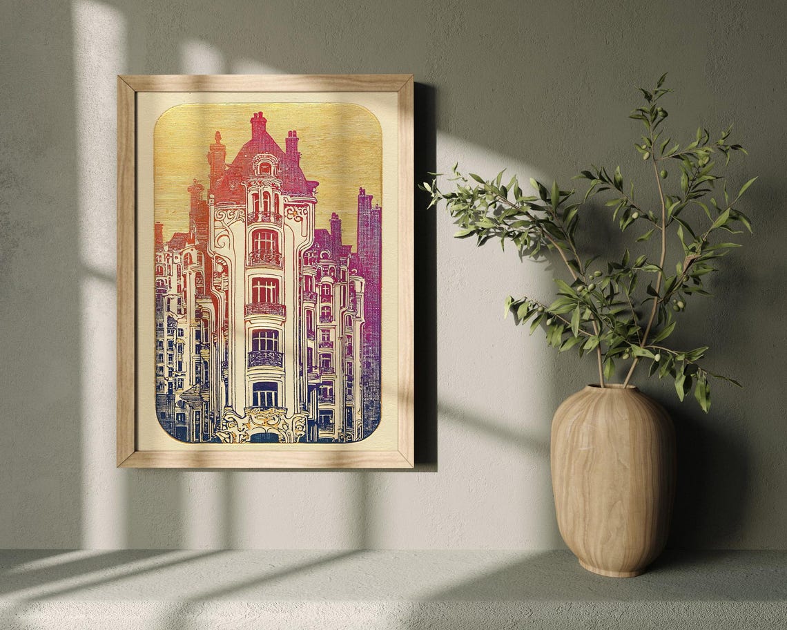 Vintage Baroque Building Golden Sunset Ornate Facade Art Print