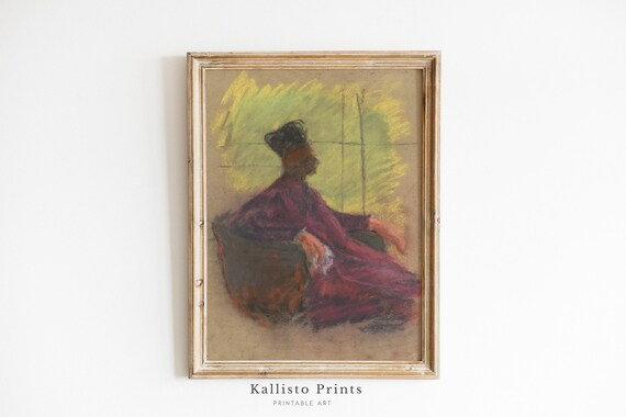 Vintage Pastel Portrait of Seated Man in Red Robe Classic Poster