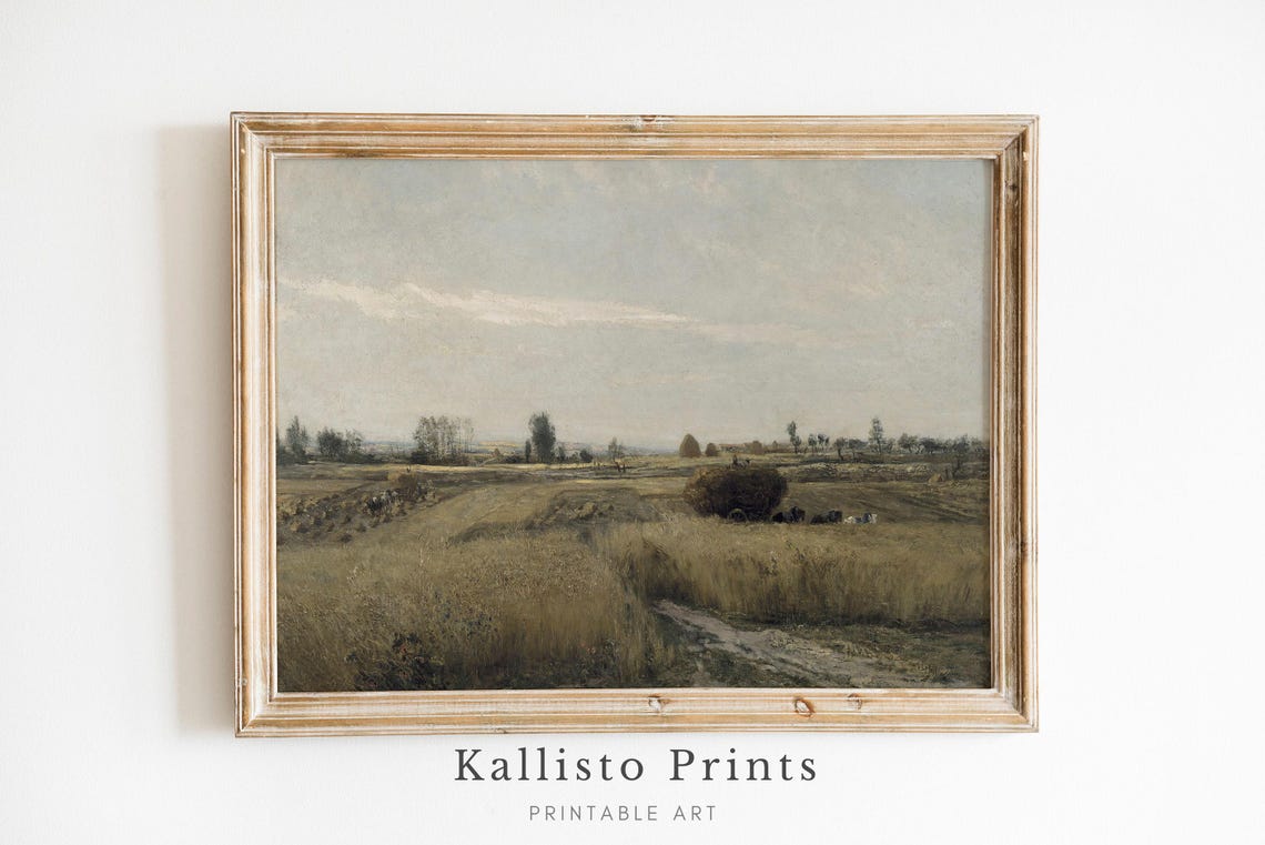 Quiet Rural Fields With Distant Trees Muted Countryside Poster