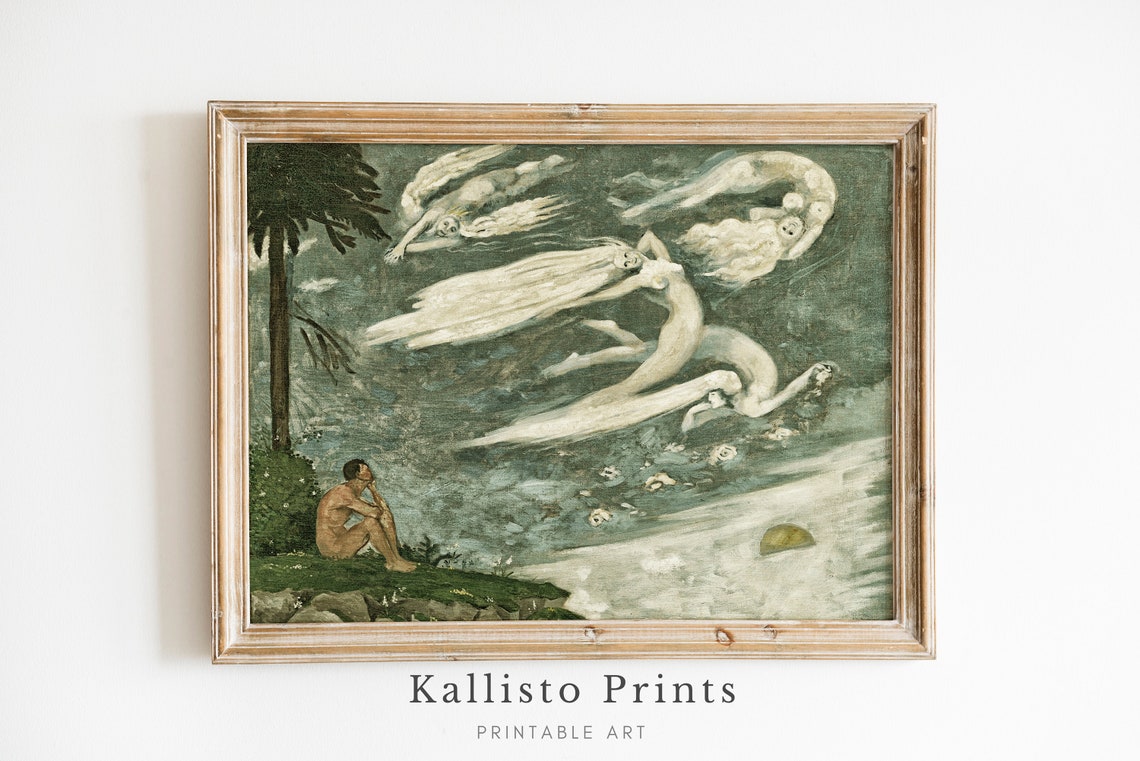 Surreal Mythology Dream With Ghostly Cloud Spirits Over Water Poster