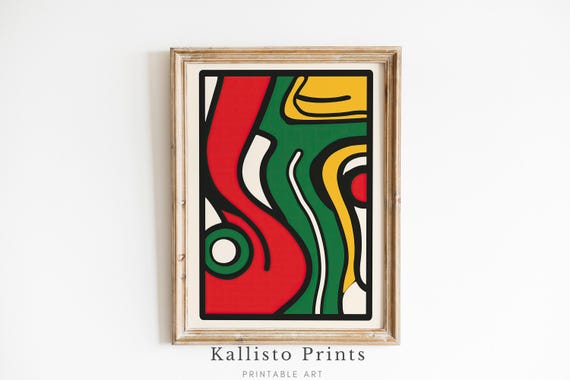 Bold Abstract Geometric Wall Art Midcentury Modern Print Colorful Retro Artwork Minimalist Graphic Design 976