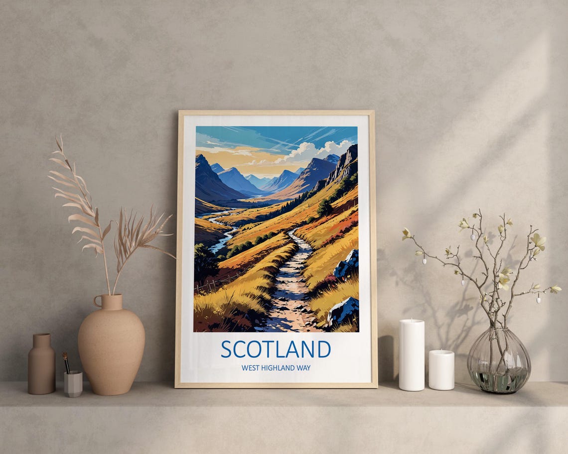 Scotland West Highland Way Golden Valley Hiking Trail Poster - Image 3