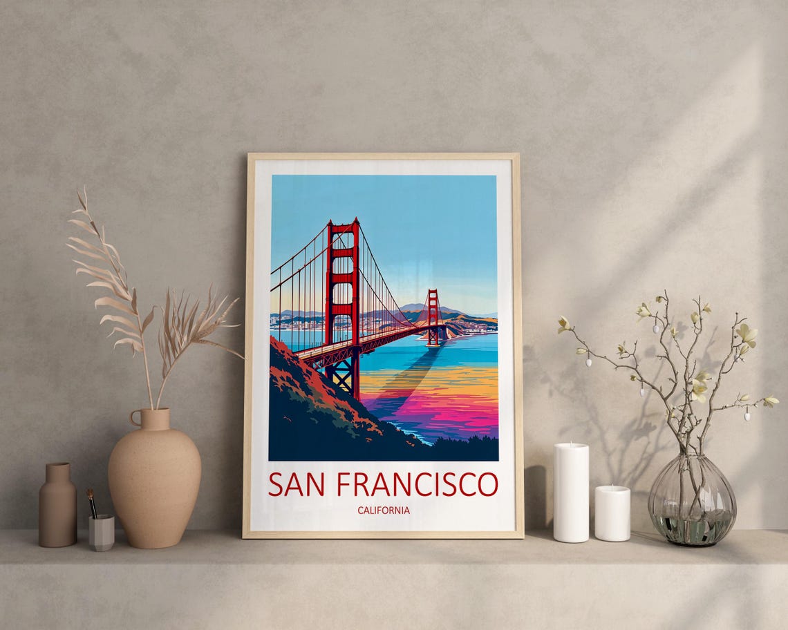 San Francisco California Golden Gate Bridge at Sunset Poster - Image 3
