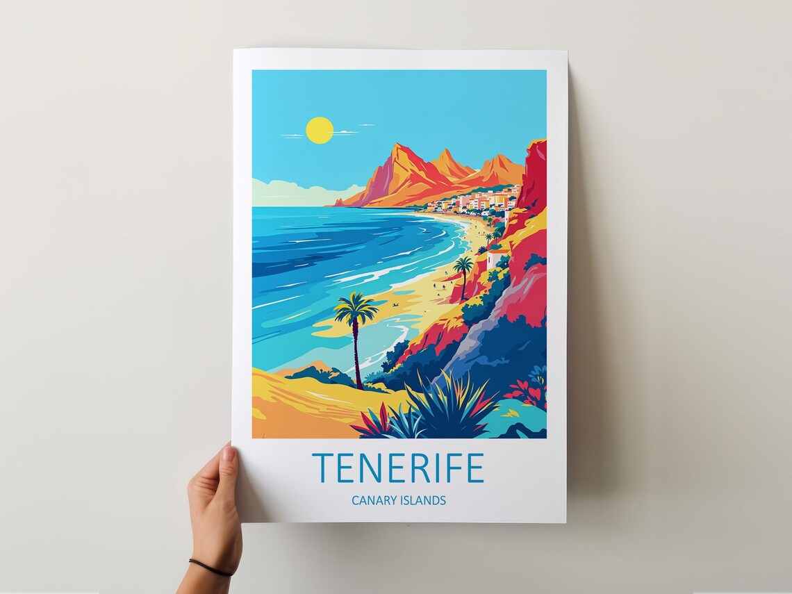 Tenerife Canary Islands Beach Volcanic Mountain Travel Poster - Image 6