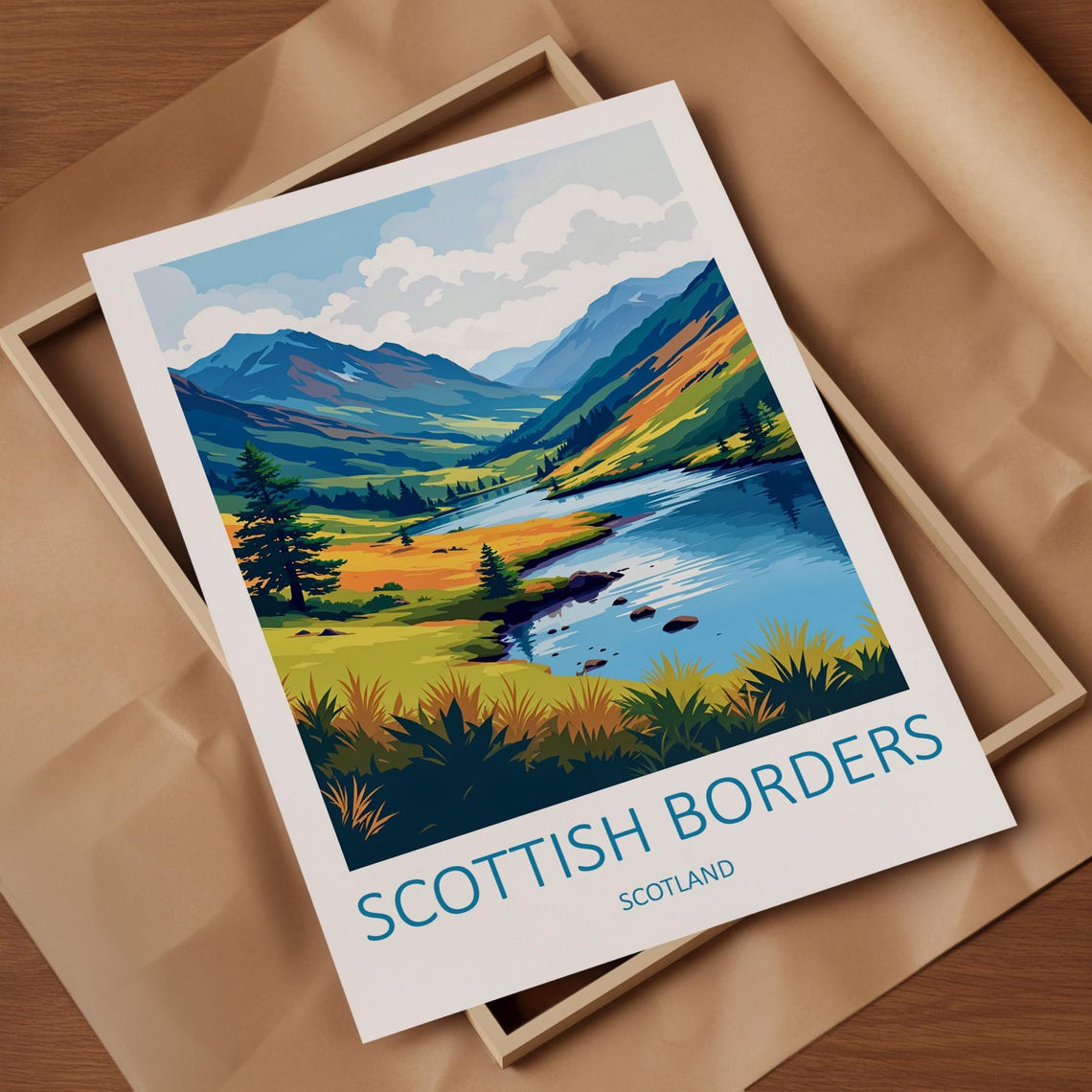 Scottish Borders Scotland Mountain River Valley Hills Poster - Image 4