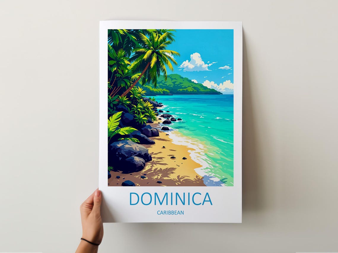 Dominica Caribbean Travel Poster Dominica Print Caribbean Wall Art Honeymoon Gifts Tropical Art Print Birthday Present Caribbean Decor - Image 6