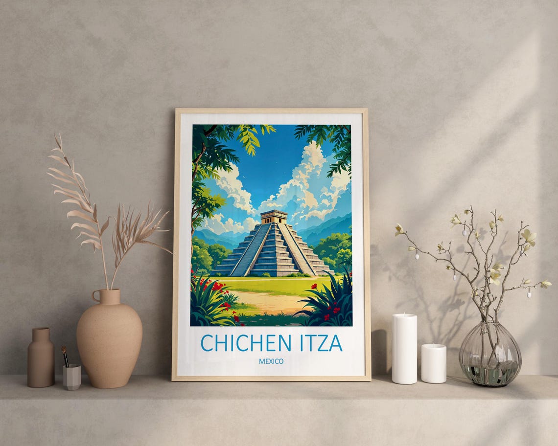 Chichen Itza Mexico Ancient Mayan Pyramid In Lush Jungle Poster - Image 3