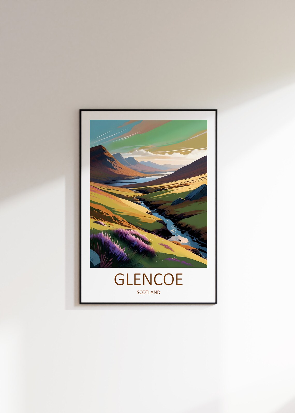 Glencoe Scotland Highland Glen Heather Stream Valley Travel Poster - Image 3