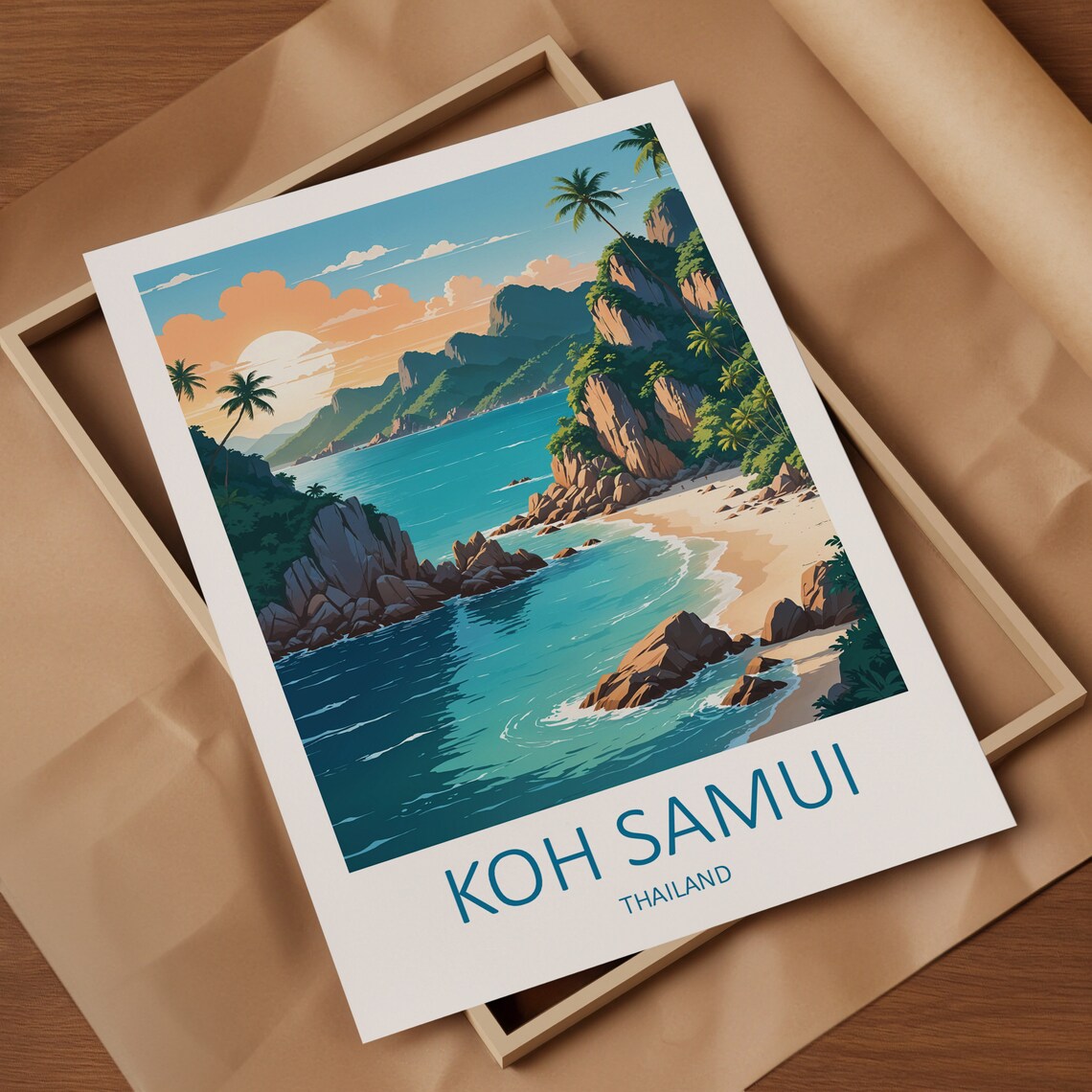 Koh Samui Thailand Sunset Palm Cove Island Vintage Travel Poster - Image 4