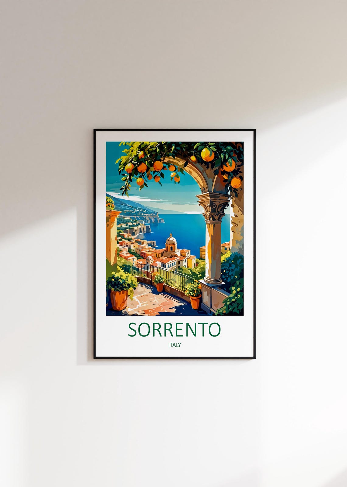 Sorrento Italy Orange Grove Terrace View Over Coastal Town Bay Poster - Image 3