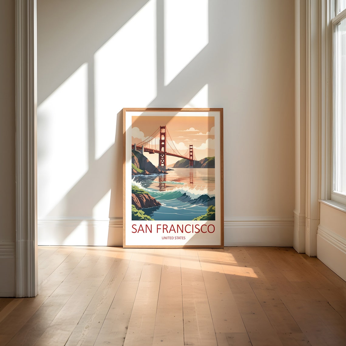 San Francisco Golden Gate Bridge At Sunset California Poster - Image 6