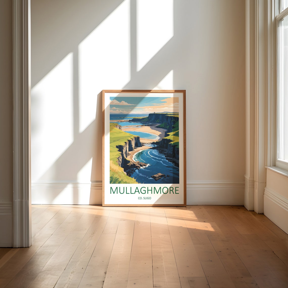 Mullaghmore Sea Cliffs and Curved Beach Sligo Ireland Poster - Image 6