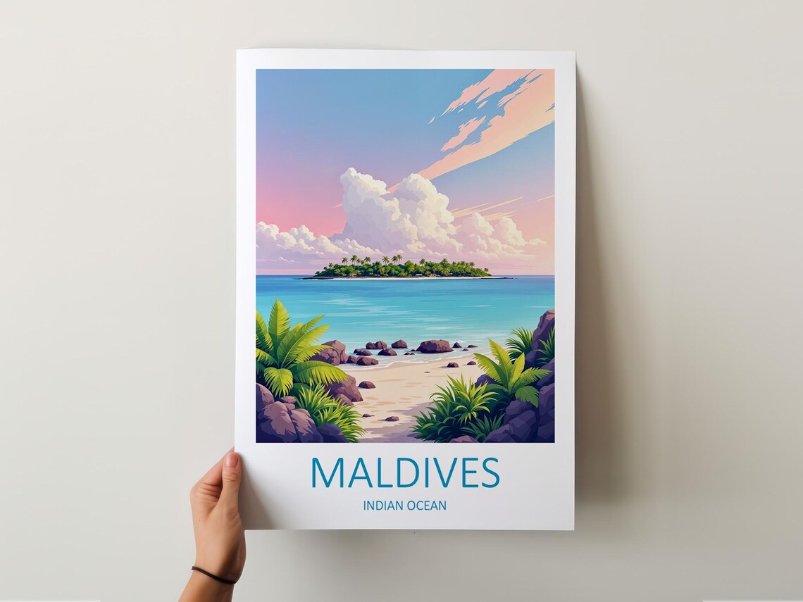 Maldives Travel Print Maldives Wall Art Maldives Poster Maldives Art Print Tropical Island Gift South Asia Indian Ocean Wedding Gift - Image 5
