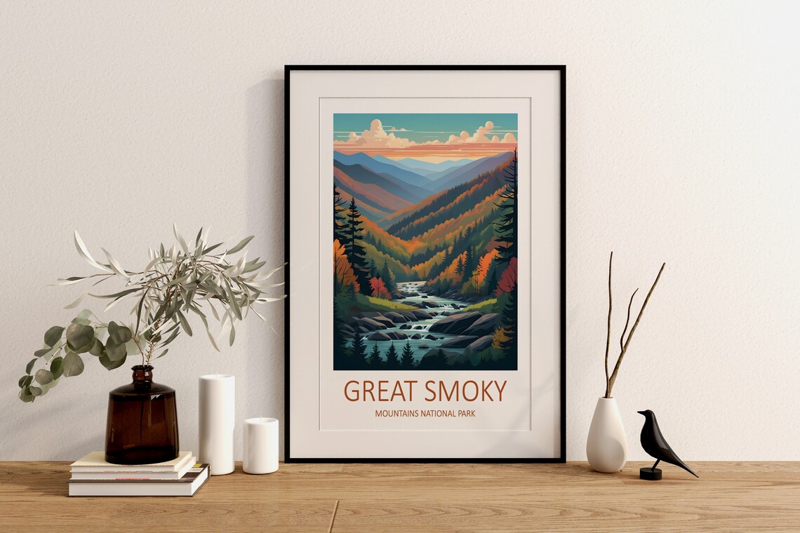 Great Smoky Mountains National Park Autumn Stream Travel Poster - Image 2