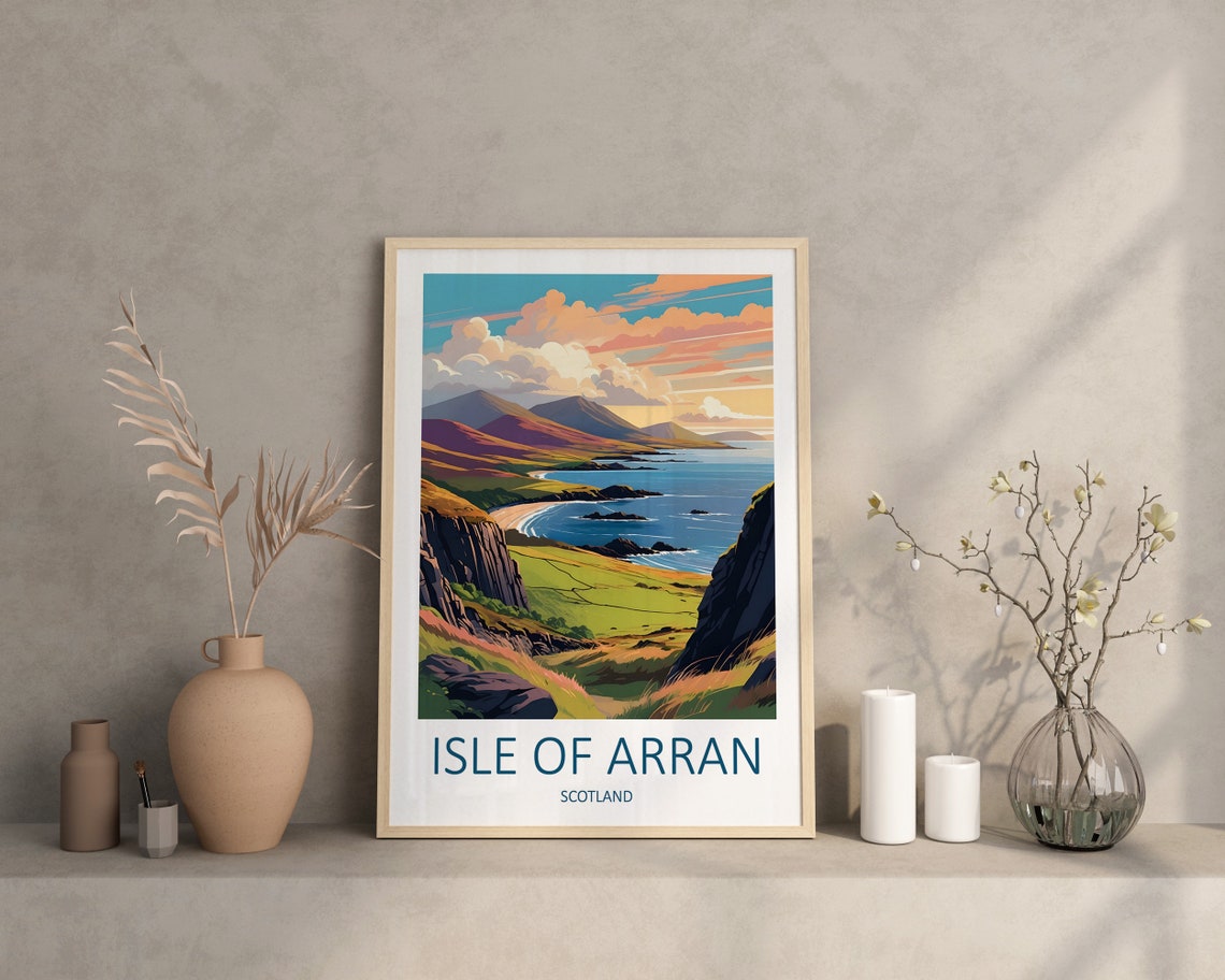 Isle of Arran Scotland Coastal Cliffs Mountain Sunset View Poster - Image 4