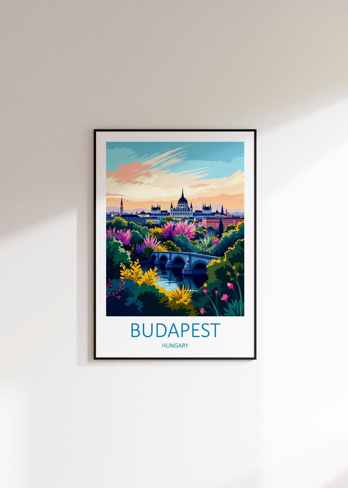 Budapest Hungary Parliament Bridge Blooming Garden Riverside Poster - Image 2