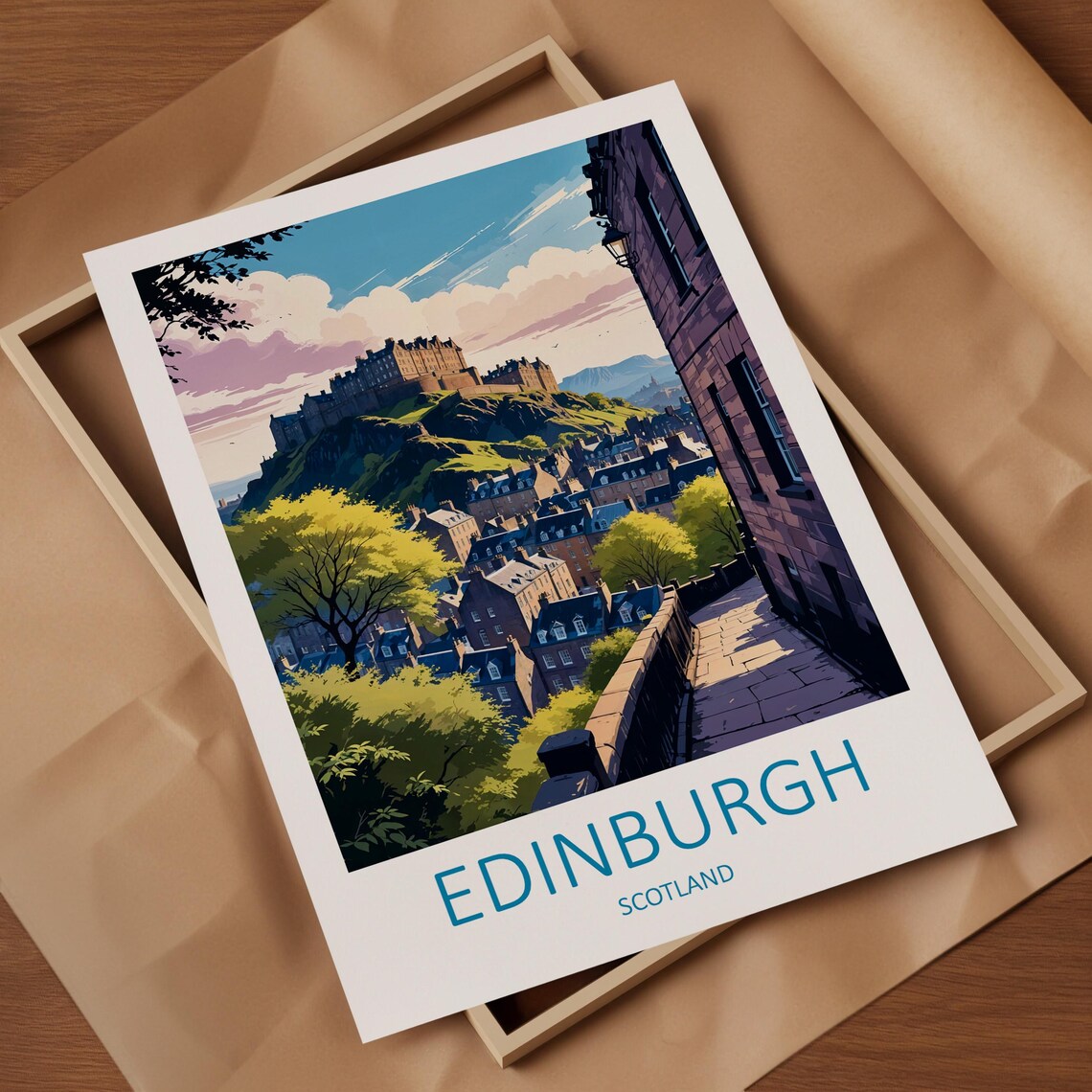 Edinburgh Scotland Castle Royal Mile Historic Street View Poster - Image 4