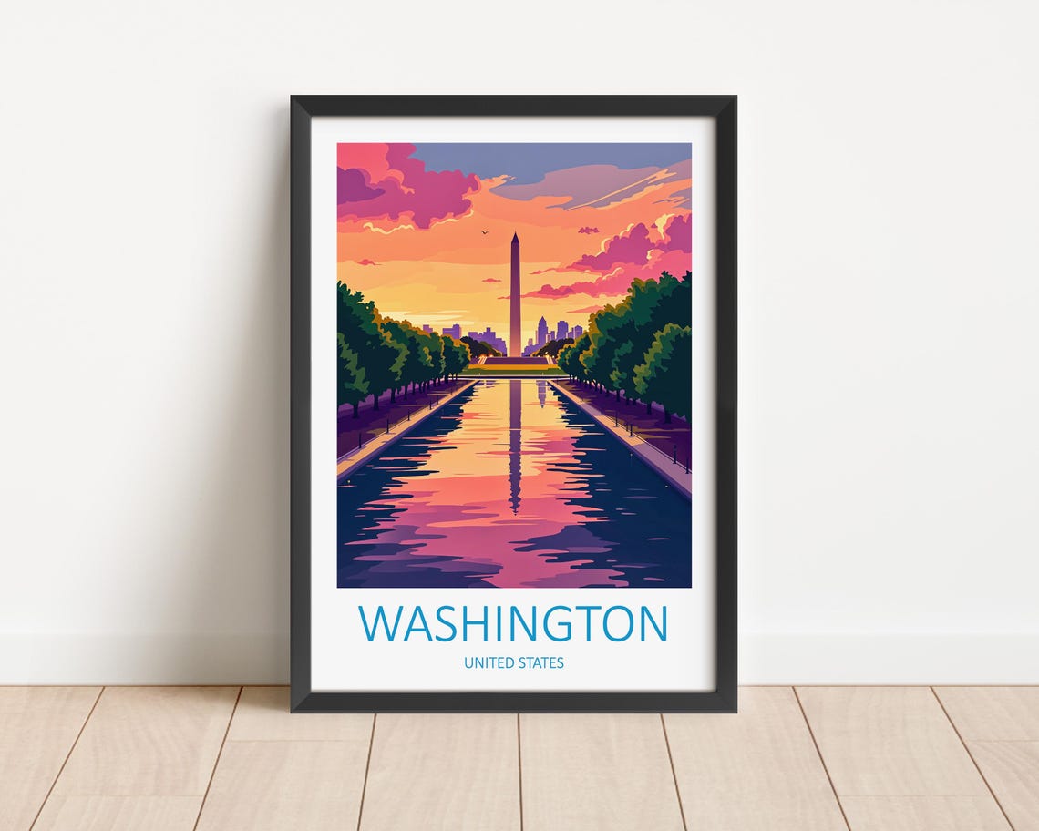 Washington DC Sunset Over the Reflecting Pool Monument Poster