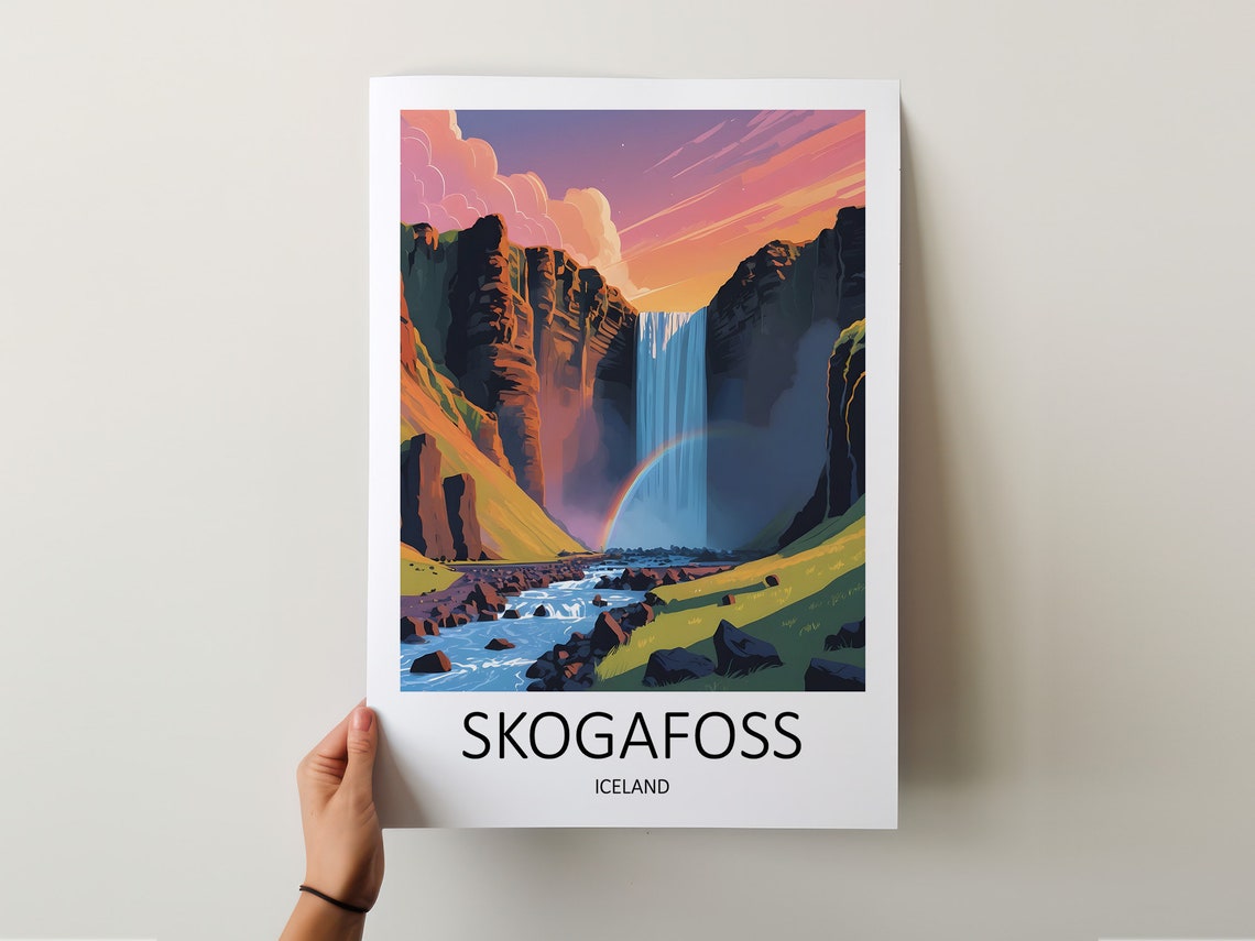 Iceland Print Iceland Poster Iceland Travel Print Skogafoss Print Skogafoss Iceland Iceland Wall Art Travel Gift Iceland Art Print - Image 5